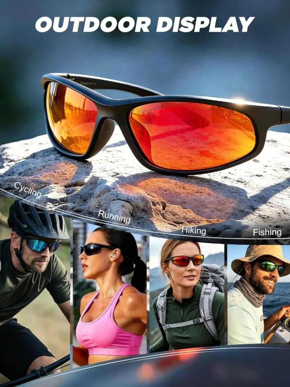 Polarized Sports Sunglasses for Men - UV Protection for Running, Cycling